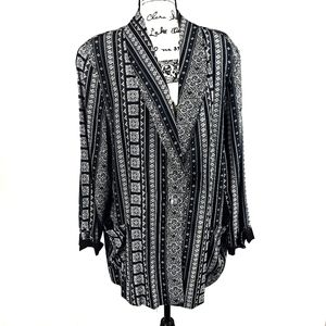 David Paul New York Rayon Blk & White Print Jacket